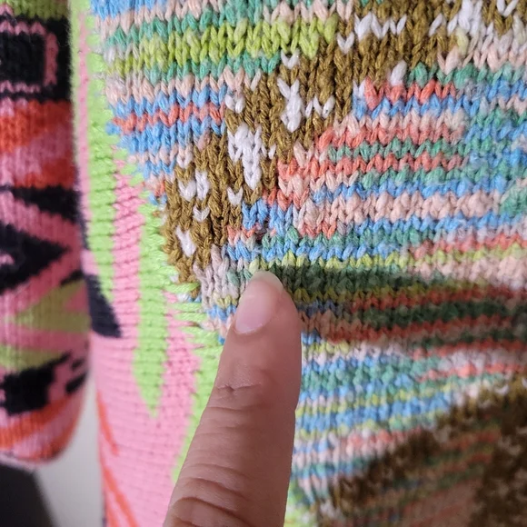 Urban Outfitters | Brianna Intarsia Knit Mixed Print Cropped Sweater Hippie M - Picture 7 of 8